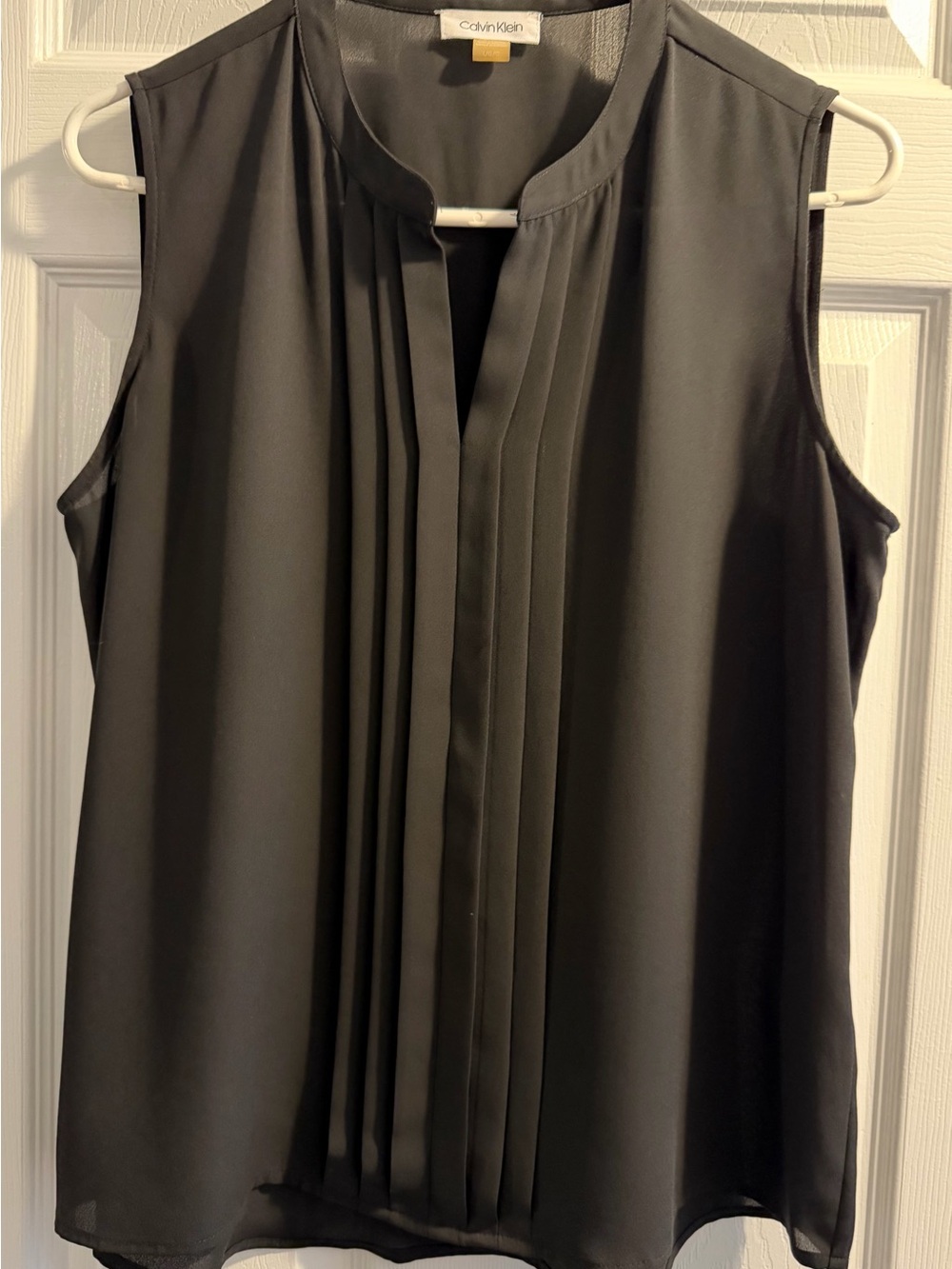 Calvin Klein Black Sleeveless Pleated Front Camisole